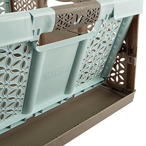 keeeper Robusta Caja Plegable con asas Suaves, 48x34,5x23,5 cm, 32 l, Lea, Azul y marrón