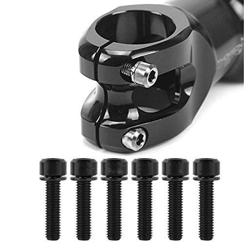 Keen so - Tornillos de perno para varilla de bicicleta con junta, 6 tornillos de perno con junta para varilla de bicicleta de montaña, de aleación de titanio, M5 x 20 mm (negro)