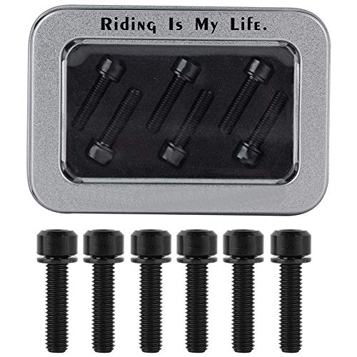 Keen so - Tornillos de perno para varilla de bicicleta con junta, 6 tornillos de perno con junta para varilla de bicicleta de montaña, de aleación de titanio, M5 x 20 mm (negro)