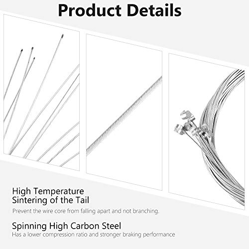Keenso 10 Piezas de Cables de Freno de Bicicleta, 2 Metros de Cable de Frenado de Bicicleta, Accesorios de Repuesto de Reparación