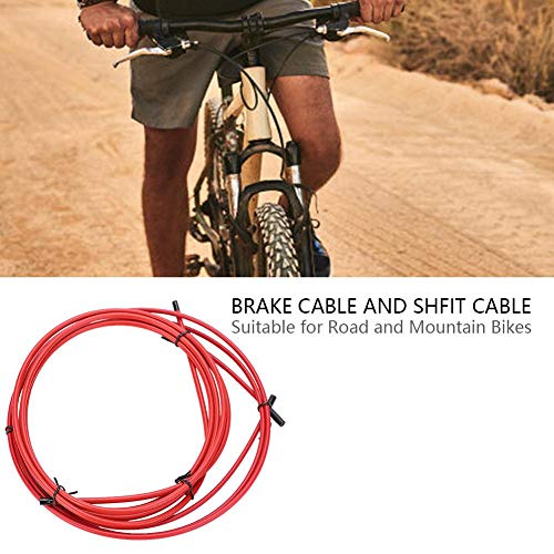 Keenso Cable Metal de Freno, Kit de Funda de Cable de Freno de Cambio de Bicicleta (Rojo)