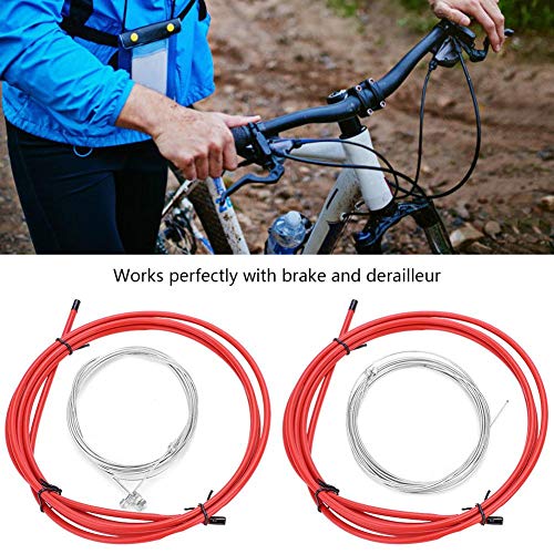 Keenso Cable Metal de Freno, Kit de Funda de Cable de Freno de Cambio de Bicicleta (Rojo)