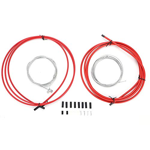 Keenso Cable Metal de Freno, Kit de Funda de Cable de Freno de Cambio de Bicicleta (Rojo)