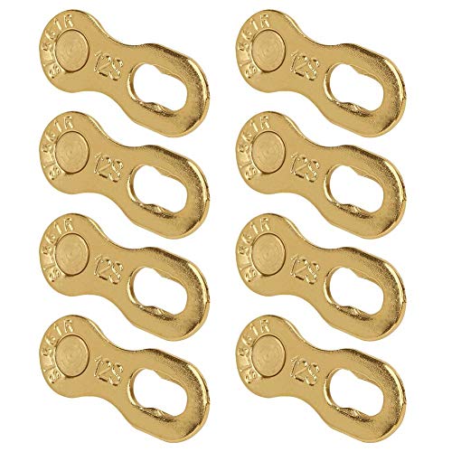 Keenso Eslabón de la Cadena de la Bicicleta, Bicicleta de Acero de 4 Pares Bicicleta 12 Cadena de Velocidad Piezas del Conector del eslabón perdido Accesorio de Ciclismo(Oro)