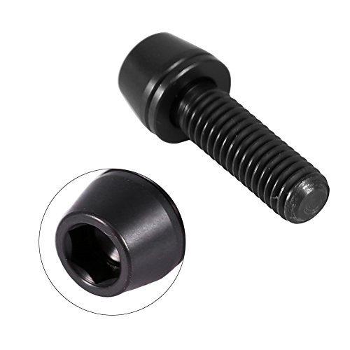 Keenso M5x16 Tornillo de Cónica Aleación de Titanio, Tornillo con Arandela para Coche, Carreras, Bicicletas, Motos, Bicicletas de Montaña(M5x16-Negro)