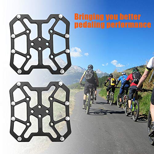 Keenso Pedales de Bicicleta de montaña, aleación de Aluminio Adaptadores de Plataforma de Pedal sin Clip Pedales de Plataforma de Bicicleta para SPD(Negro)
