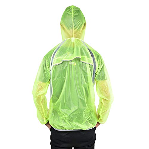 Keenso Poncho Impermeable para la Bici, Chubasquero Ligera Verde Fluorescente Unisex Reflectante(M)