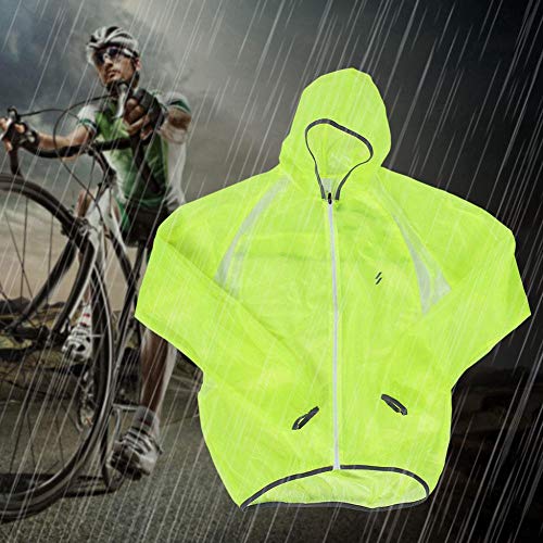 Keenso Poncho Impermeable para la Bici, Chubasquero Ligera Verde Fluorescente Unisex Reflectante(M)