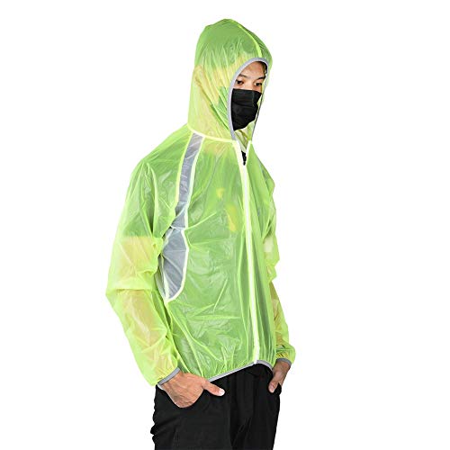 Keenso Poncho Impermeable para la Bici, Chubasquero Ligera Verde Fluorescente Unisex Reflectante(M)