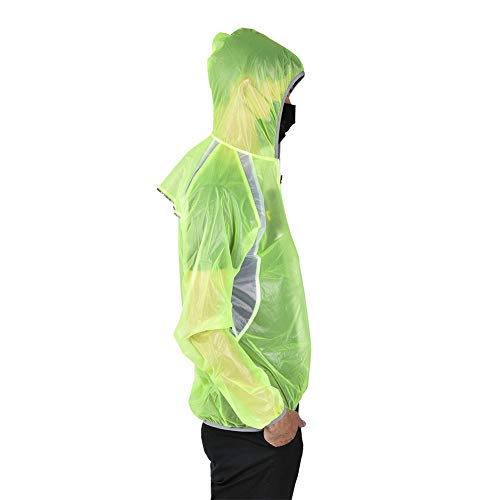 Keenso Poncho Impermeable para la Bici, Chubasquero Ligera Verde Fluorescente Unisex Reflectante(M)