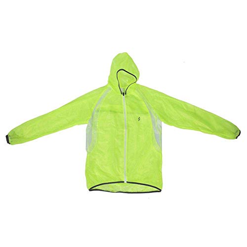 Keenso Poncho Impermeable para la Bici, Chubasquero Ligera Verde Fluorescente Unisex Reflectante(M)