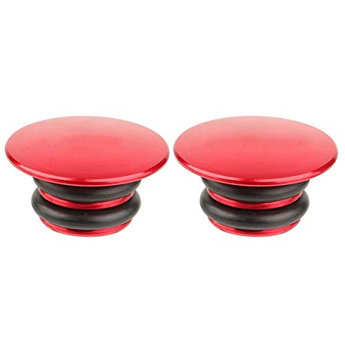 Keenso Tapones para Manillar, Tapones Aluminio de Manillar de Bicicleta de Carretera (Rojo)