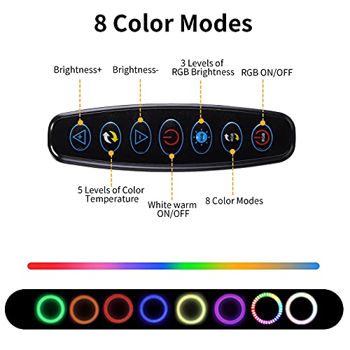 Keenstone - Anillo de luz LED con trípode de 10 Pulgadas, con Control Bluetooth,8 Colores RGB a 10 Niveles de Brillo para Maquillaje Live Stream TikTok Youtube