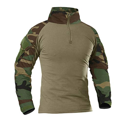 KEFITEVD Camisa Militar Hombres Tactical Kamphemd mit Kett Camisa de Paintball de Camuflaje Fahrrad Funktionswäsche Jungle S (Etiqueta: L)
