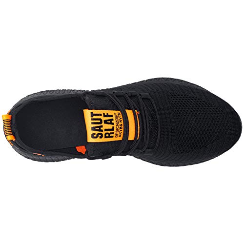 Kefuwu Zapatos de Running para Hombre Transpirables Aire Libre y Deportes Correr Asfalto Casual para Deportivas de Malla（Negro Naranja 42）