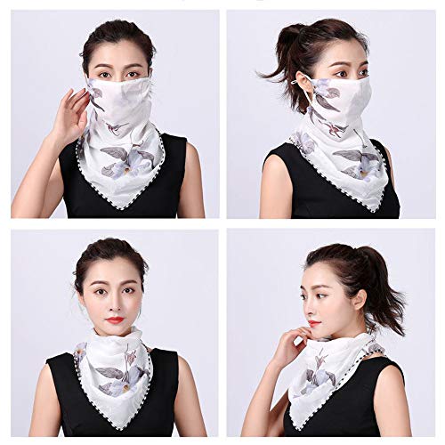 Keleily Mascarilla Bandana Mujer 2 Piezas Bufanda Bandana Transpirable Pañuelos Cabeza Mascarilla Mascarilla Facial a Prueba de Polvo, Protección Solar, Exteriores, Ciclismo, Pesca, Negro, Blanco