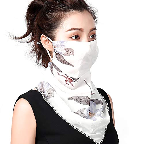 Keleily Mascarilla Bandana Mujer 2 Piezas Bufanda Bandana Transpirable Pañuelos Cabeza Mascarilla Mascarilla Facial a Prueba de Polvo, Protección Solar, Exteriores, Ciclismo, Pesca, Negro, Blanco