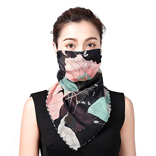 Keleily Mascarilla Bandana Mujer 2 Piezas Bufanda Bandana Transpirable Pañuelos Cabeza Mascarilla Mascarilla Facial a Prueba de Polvo, Protección Solar, Exteriores, Ciclismo, Pesca, Negro, Blanco