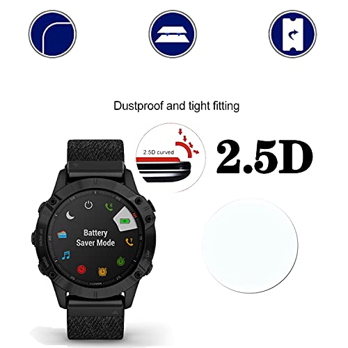 KELOLIN (5 piezas) Vidrio templado Protector Pantalla para Garmin Fenix 6/6 Pro / 6 Sapphire / 6 Solar, Dureza 9H, Antiarañazos, HD Protector de Pantalla Compatible con Garmin Fenix 6/6 Pro