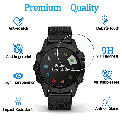 KELOLIN (5 piezas) Vidrio templado Protector Pantalla para Garmin Fenix 6/6 Pro / 6 Sapphire / 6 Solar, Dureza 9H, Antiarañazos, HD Protector de Pantalla Compatible con Garmin Fenix 6/6 Pro