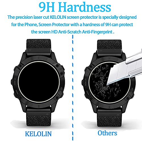 KELOLIN (5 piezas) Vidrio templado Protector Pantalla para Garmin Fenix 6/6 Pro / 6 Sapphire / 6 Solar, Dureza 9H, Antiarañazos, HD Protector de Pantalla Compatible con Garmin Fenix 6/6 Pro