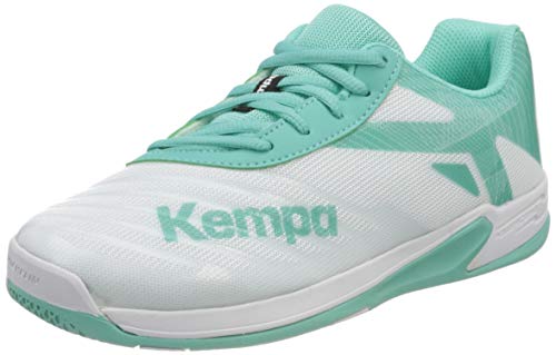 Kempa Wing 2.0 Junior, Zapatillas de Balonmano Unisex Adulto, Multicolor (Weiß/Türkis 05), 39 EU