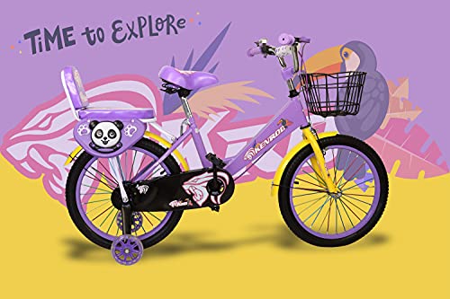 KEN ROD Bici Infantil con Ruedines | Bicicleta Niños de 3 a 8 años | Bicicleta con Ruedines | Bicicletas con Cesta y Ruedines | Color: Morado 18 Pulgadas