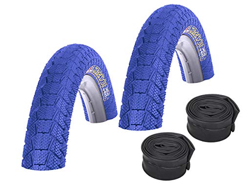 KENDA Juego de 2 neumáticos BMX de color K907 Krackpot azul 20 x 1,95 + 2 cámaras de aire de coche