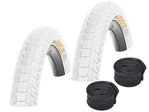 KENDA Set de 2 neumáticos BMX de colores K907 Krackpot blanco 20 x 1,95 + 2 cámaras de aire de coche