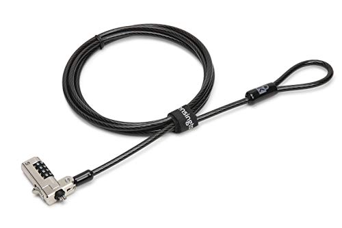 Kensington K68008EU Candado de Combinación N17 para Ranuras Tipo Wedge, Cabezal Resistente y Cable de Acero al Carbono Resistente al Corte, para Portátiles DELL y Alienware, Negro/Plata