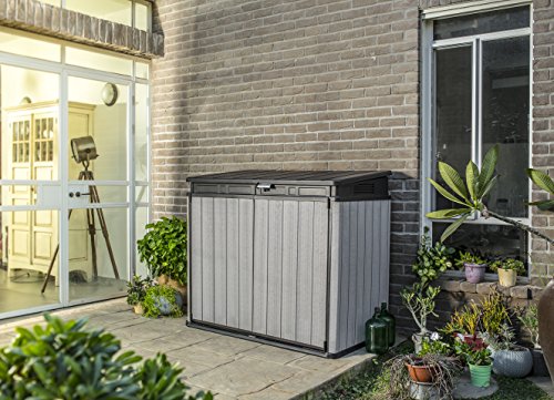 Keter 17206703 - Cobertizo de jardín exterior Elite-Store, color gris (Deco Grey), 82 x 141 x 123.5 cm
