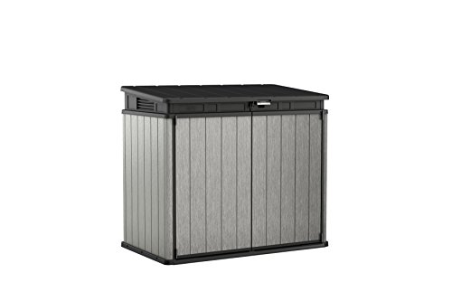 Keter 17206703 - Cobertizo de jardín exterior Elite-Store, color gris (Deco Grey), 82 x 141 x 123.5 cm