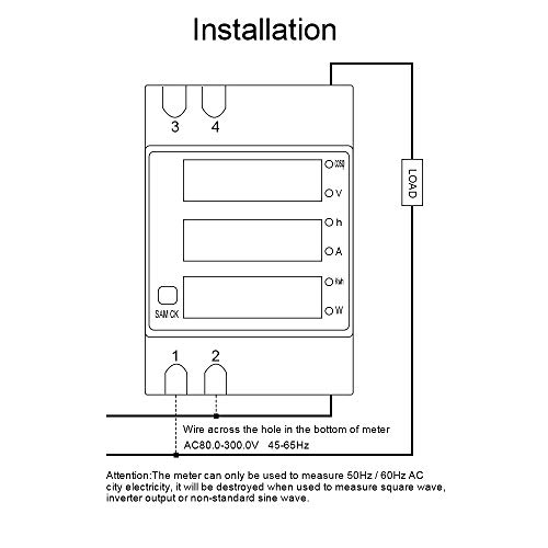 KETOTEK Voltímetro Amperímetro Digital AC 80-300V 100A Voltaje Corriente Potencia Energia Electrica Medidor de Consumo Electrico Carril Din Medidor de Energía Monofásico