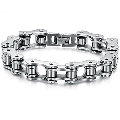 Keybella Elegante De Acero Inoxidable Moto Biker Cadena Pulsera 8,5 Pulgadas para Hombre Chico