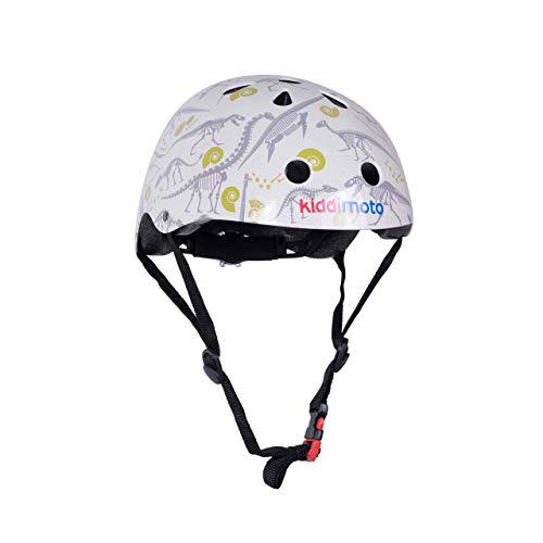 KIDDIMOTO Casco Bicicleta Completamente Ajustabl - Bici Casco para Infantil y Niños para Patinete, Ciclismo, Scooter, Bicicleta de Equilibrio y Monopatin - Dinosaurio Fósil- S (48-53cm)