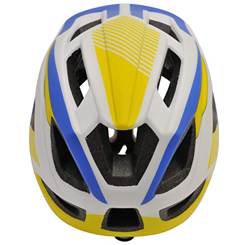 KIDDIMOTO - Casco Integral para Bicicleta, Patinete y Patinete con Protector de Barbilla Desmontable - tamaño Medio (53-58cm) - Color Blanc y Azul