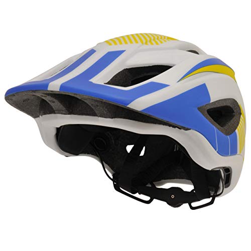 KIDDIMOTO - Casco Integral para Bicicleta, Patinete y Patinete con Protector de Barbilla Desmontable - tamaño Medio (53-58cm) - Color Blanc y Azul