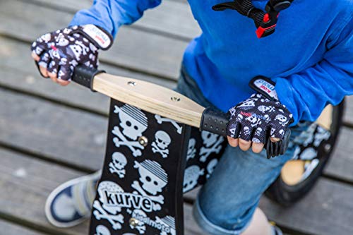 Kiddimoto Guantes de Ciclismo sin Dedos para Infantil (niñas y niños) - Bicicleta, MTB, BMX, Carretera, Montaña - Fuego - Talla: S (2-5 años)