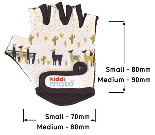 Kiddimoto Guantes de Ciclismo sin Dedos para Infantil (niñas y niños) - Bicicleta, MTB, BMX, Carretera, Montaña - Llama - Talla: S (2-5 años)