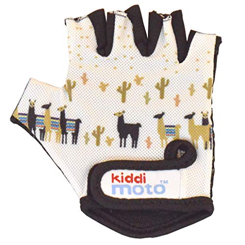 Kiddimoto Guantes de Ciclismo sin Dedos para Infantil (niñas y niños) - Bicicleta, MTB, BMX, Carretera, Montaña - Llama - Talla: S (2-5 años)