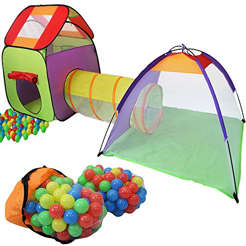 KIDUKU® 3 en 1 Iglú Infantil para Juegos / Tienda de campaña para niños + Túnel de Tela + 200 Bolas + Bolsa para Transportar – Uso Interior y Exterior