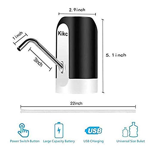 Kikc Dispensador de Agua Eléctrico,Sistema de Bomba, potable automática Dispensador de agua, Dispositivo Universal para Camping, Escuela, Oficina, Hogar,bomba suministro agua alimentado por USB(Negro)