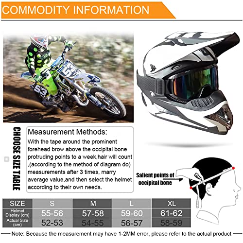 KILCVEM Casco Motocross Niños de 5 a 14 Años,Casco Moto Infantil con Gafas Guantes Máscara Red elástica,Casco Cross Integral Chico y Chica para Bici MTB Descenso Enduro,con Diseño Fox,Black Silver-S