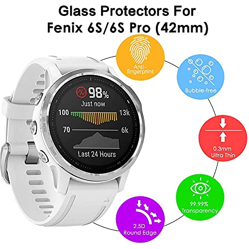 KIMILAR [3 Pcs Protectores de Pantalla Compatible con Garmin Fenix 6S Pro/6S/Huawei GT/Forerunner 745 (No para GT 2/Fenix 6/6 Pro/6X),Compatible con Huawei GT Protector Cristal Templado