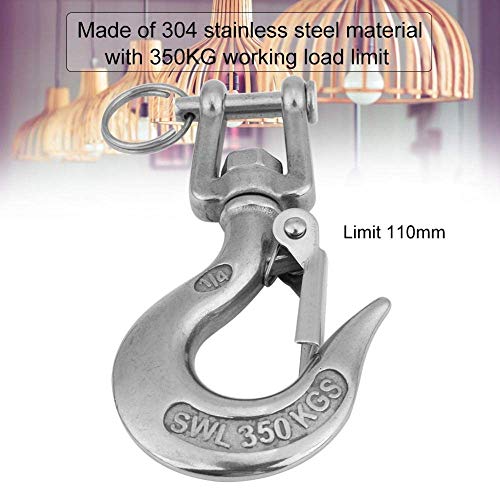 KIMISS 304 Acero inoxidable giratoria ojo cadena Gancho de cadena de Elevación límite de carga de trabajo(110mm)