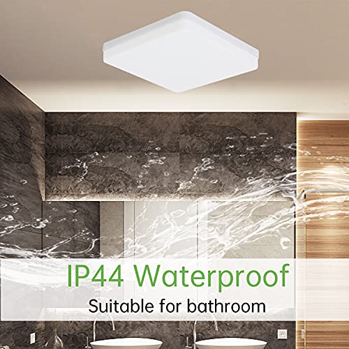 Kimjo LED Lámpara de Techo 36W, Plafón LED Cuadrado IP44 Impermeable para Baño, Plafón LED Techo Blanco Cálido 3000K Moderna Delgada para Dormitorio Sala de Estar Cocina Balcón Pasillo Oficina