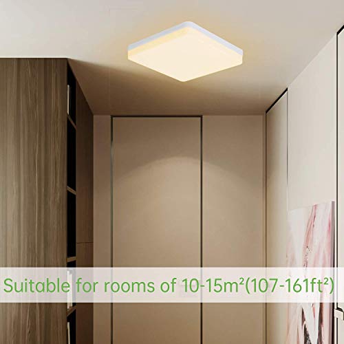 Kimjo LED Lámpara de Techo 36W, Plafón LED Cuadrado IP44 Impermeable para Baño, Plafón LED Techo Blanco Cálido 3000K Moderna Delgada para Dormitorio Sala de Estar Cocina Balcón Pasillo Oficina