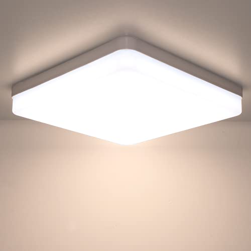 Kimjo LED Lámpara de Techo 36W, Plafón LED Cuadrado IP44 Impermeable para Baño, Plafón LED Techo Blanco Cálido 3000K Moderna Delgada para Dormitorio Sala de Estar Cocina Balcón Pasillo Oficina