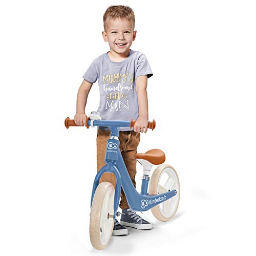 Kinderkraft Bicicleta sin Pedales FLY PLUS, Ligera, Asiento ajustable, Retro, Azul