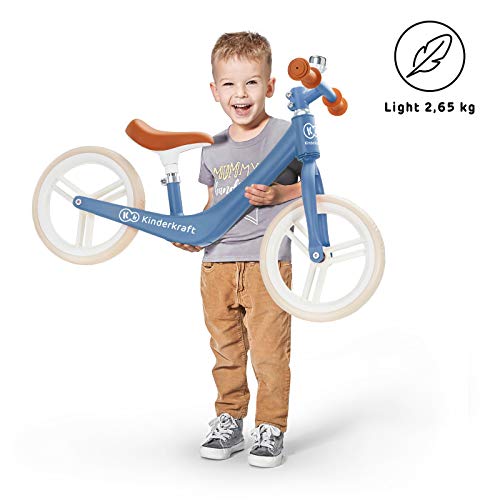 Kinderkraft Bicicleta sin Pedales FLY PLUS, Ligera, Asiento ajustable, Retro, Azul